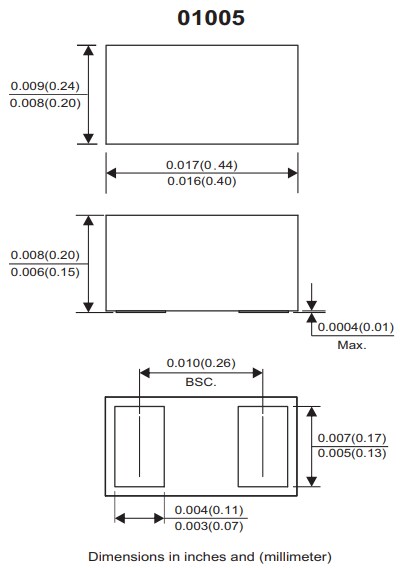 Mechanical Drawing - Comchip Technology CPDWL5V0-HF SMD ESD Protection Diode